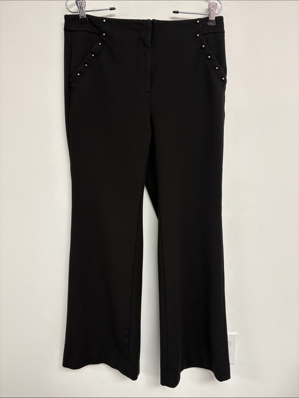 White House Black Market The Slim Flare Pants Size 6 Black Studded Pocket